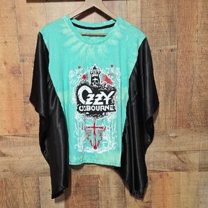 Upcycled Ozzy Osbourne Graphic Tee - Green and Black